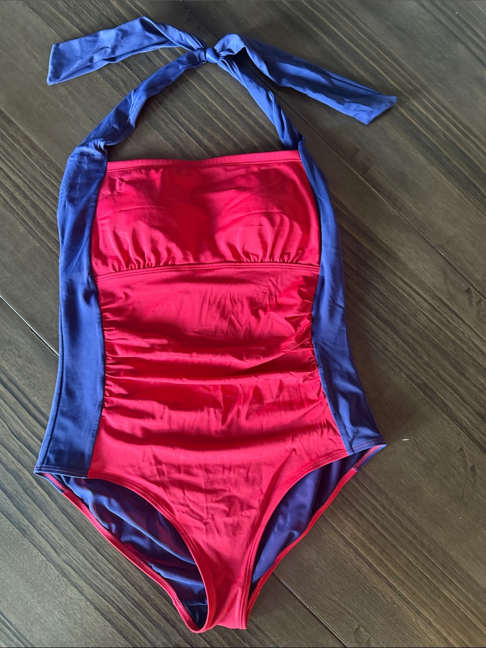 Boden Red and Blue Halter One-Piece Swimsuit - Size 12